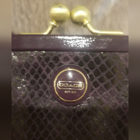 COACH Purple Snake Print Wristlet and Coin Holder. - Picture 6 of 7